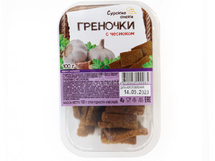 Сухарики с крабом: Сурские гренки с Чесноком (100 гр)